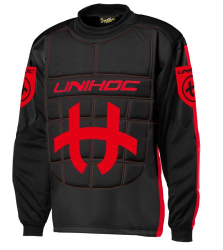 UNIHOC GOALIE SWEATER SHIELD black/neon red - Brankářský dres