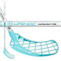 Florbalová hokejka UNIHOC EPIC CURVE 2.0o 26 white/turquois 100cm R-17
